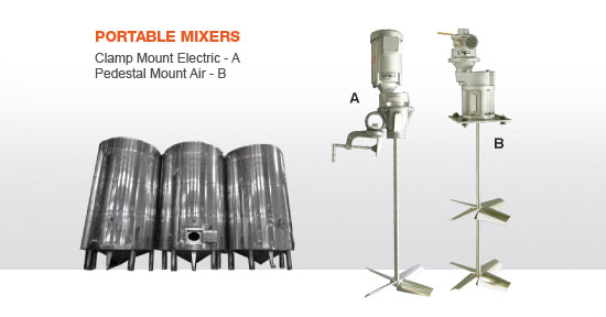 Portable Industrial Mixers - Clamp and Pedestal Mounted