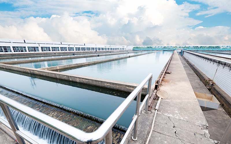 view of wastewater treatment ponds