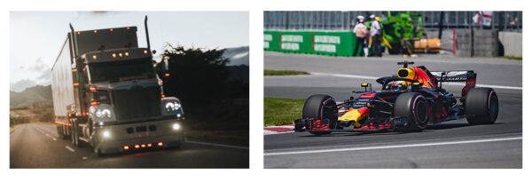 Racing Car vs Semi Truck Torque Image